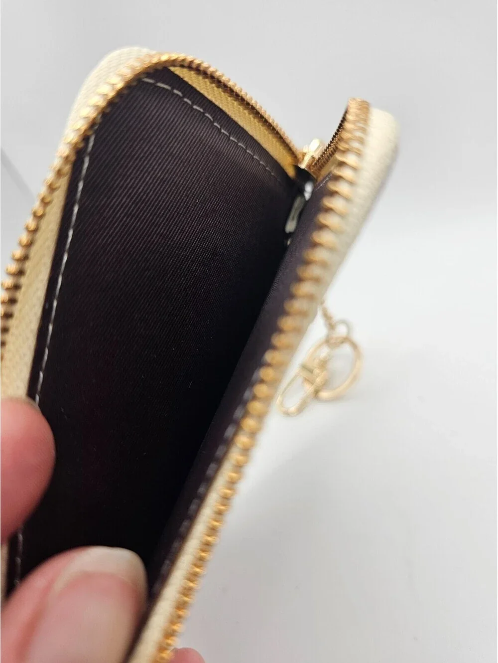 Small Wallet Keychain Card Holder ID Window Zip Coin Pouch Geometric